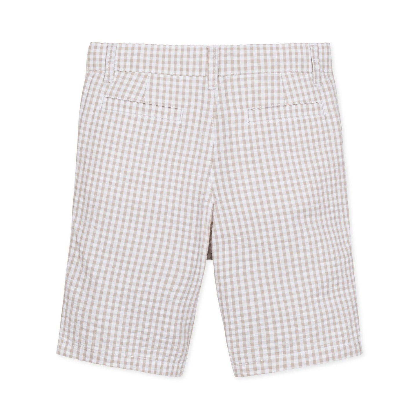 Organic Seersucker Short Taupe Gingham