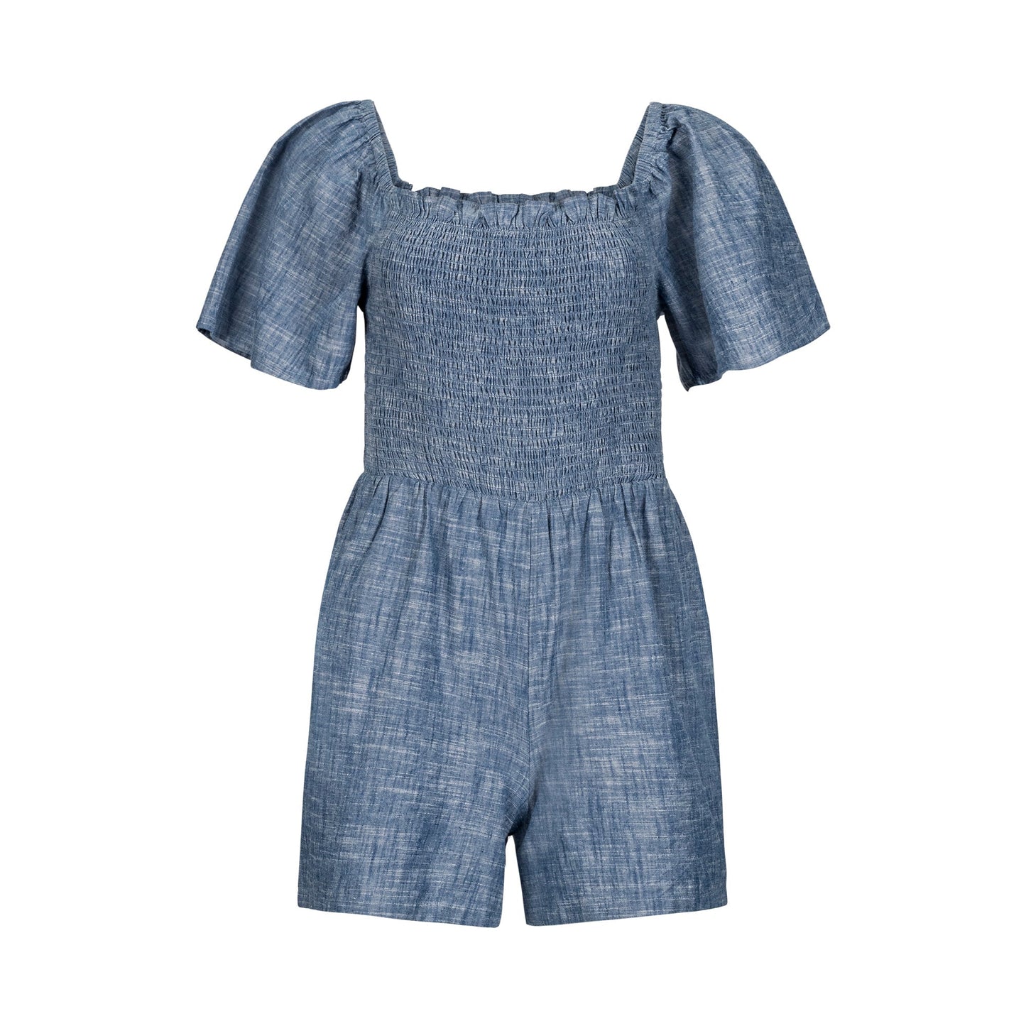 Organic Smocked Chambray Romper adult