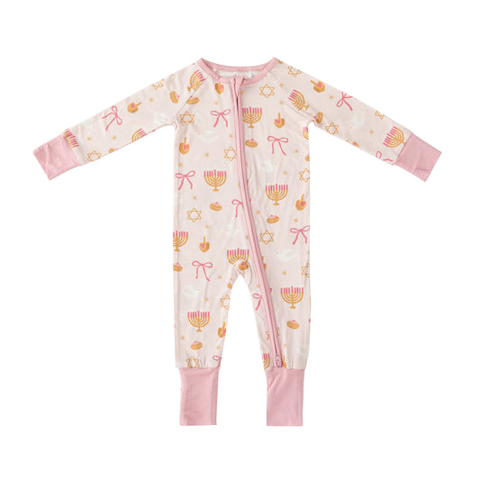 Pretty In Hanukkah (Convertible Zip Footies)