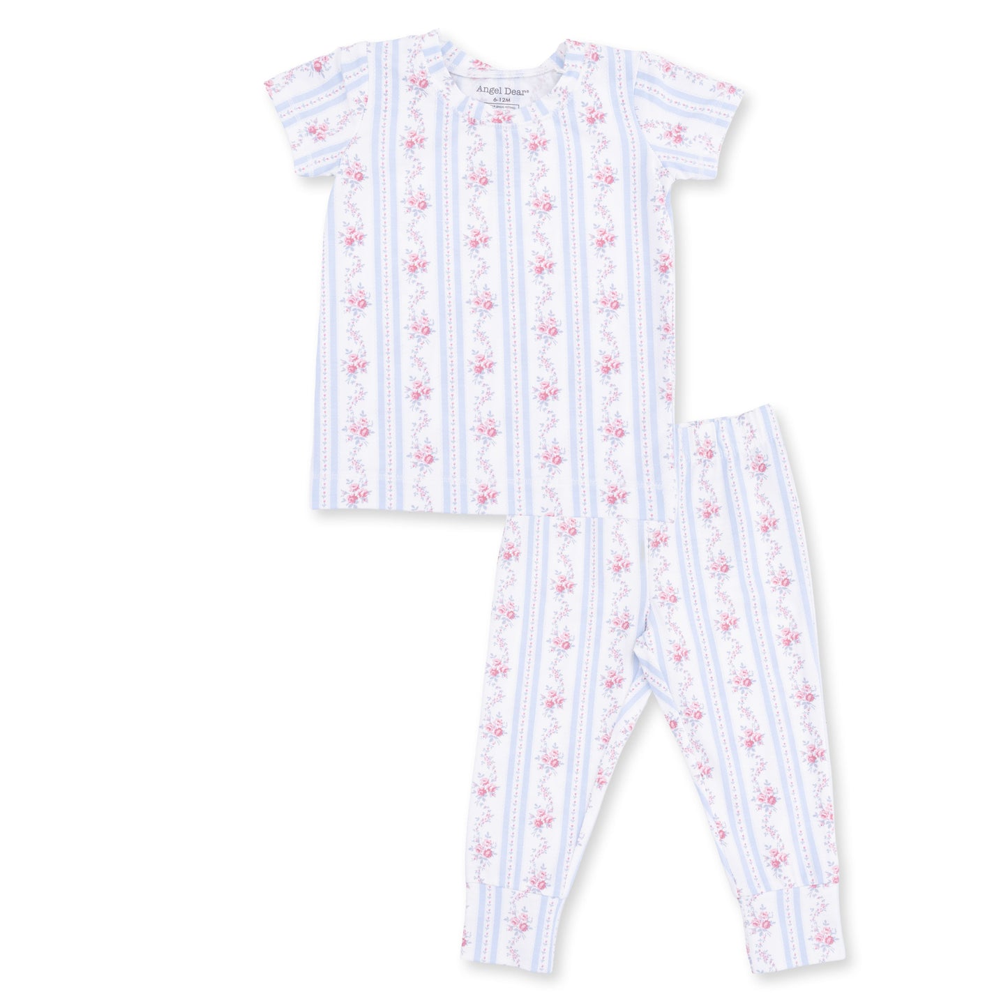 Anna Floral Stripe - Short Sleeve Loungewear Set