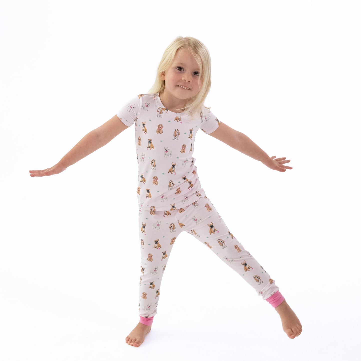 Bestie Dogs Pink - Short Sleeve Loungewear Set