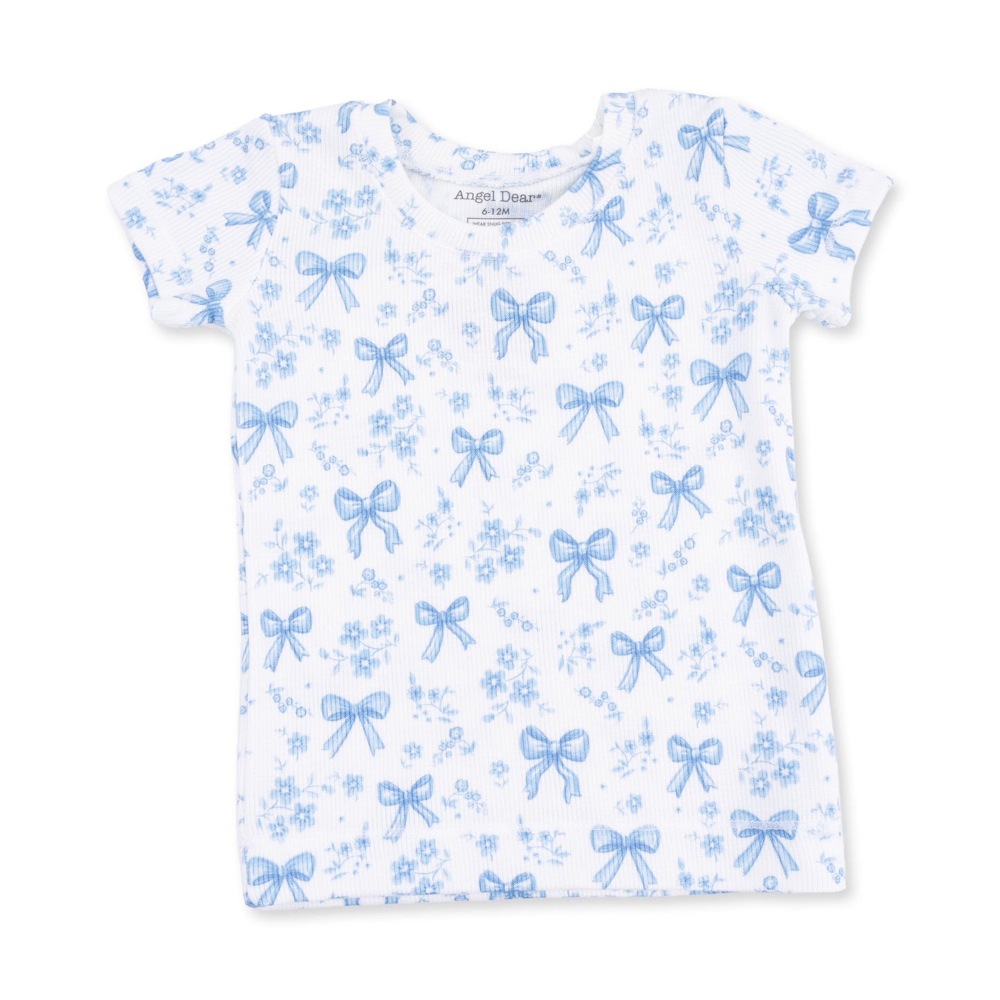 Blue Bows and Flowers - Short Sleeve Loungewear Set
