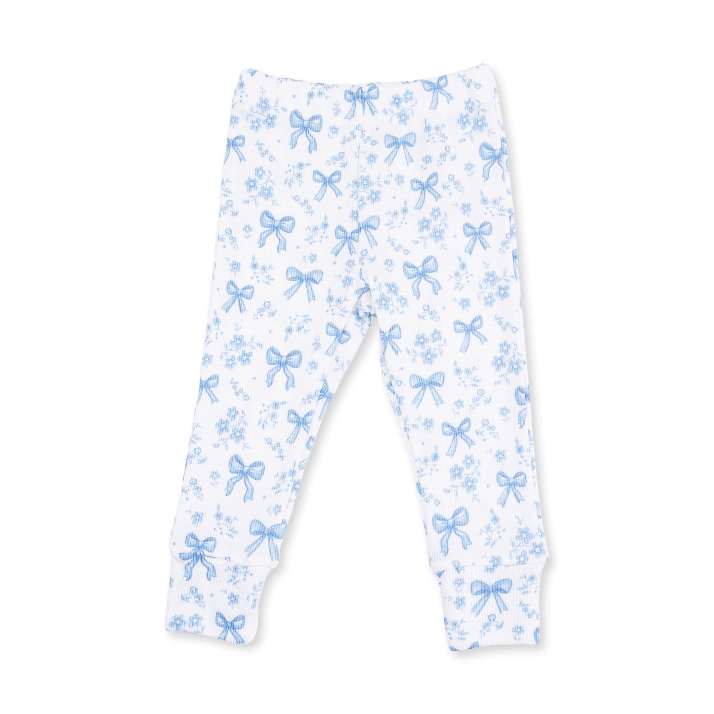 Blue Bows and Flowers - Short Sleeve Loungewear Set