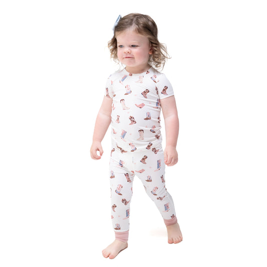 Buckarette Boots - Short Sleeve Loungewear Set