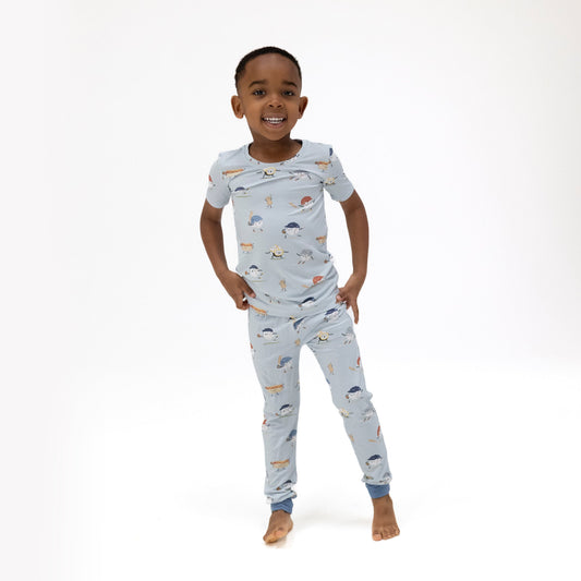Baseballs Playing Baseball - Short Sleeve Loungewear Set
