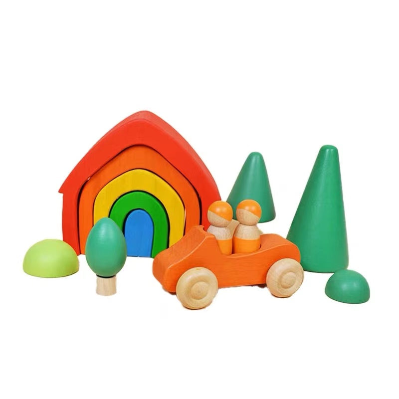 5-Piece Rainbow House Stacker – Primary (Stained)