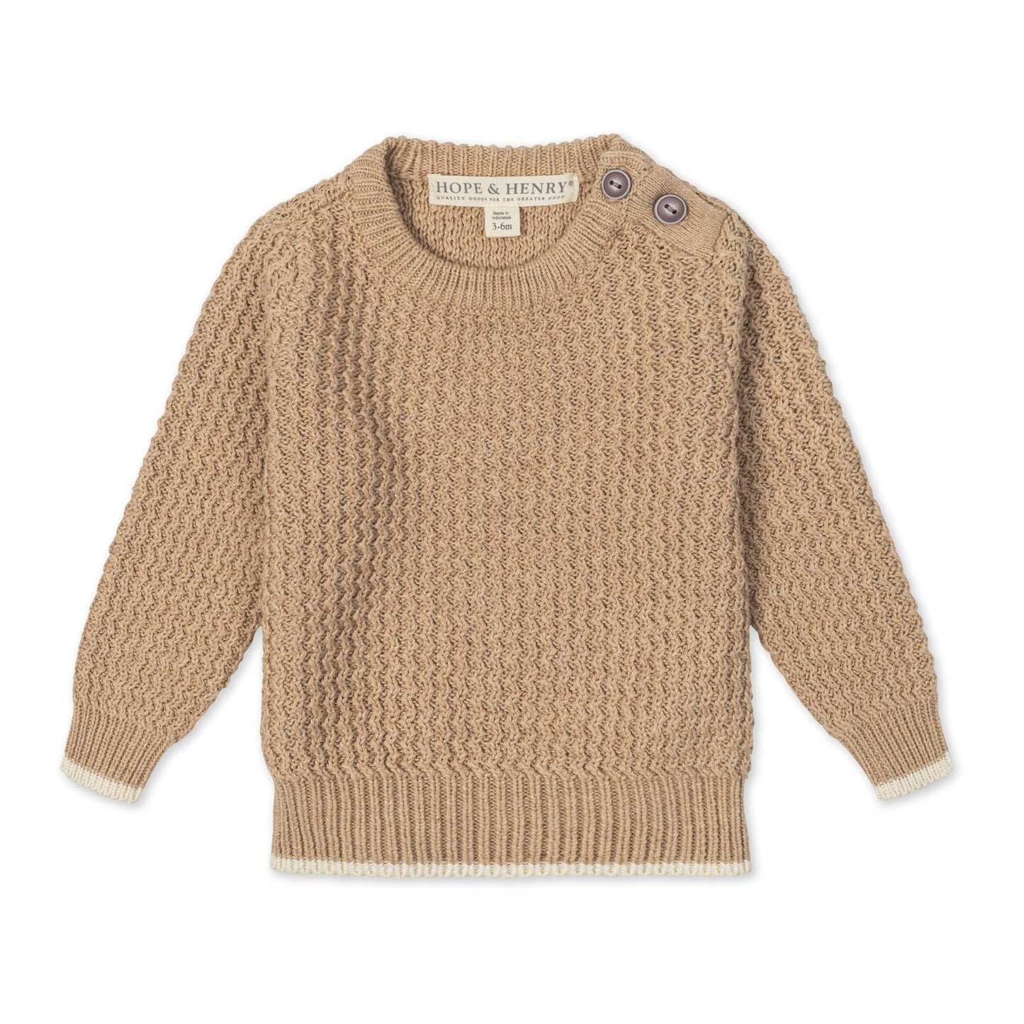 Organic Crewneck Sweater with Buttons
