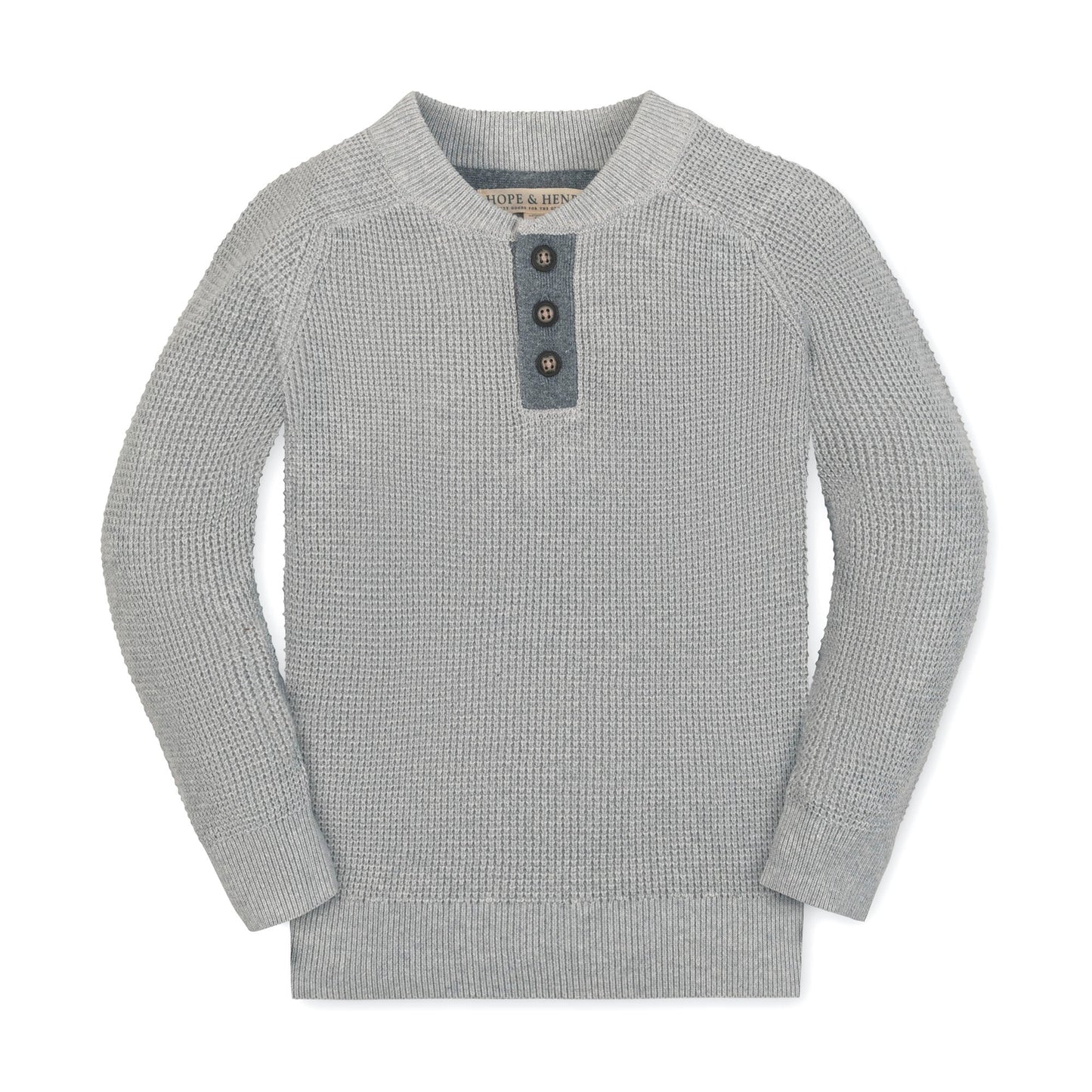Organic Sweater Henley with Elbow Patches
