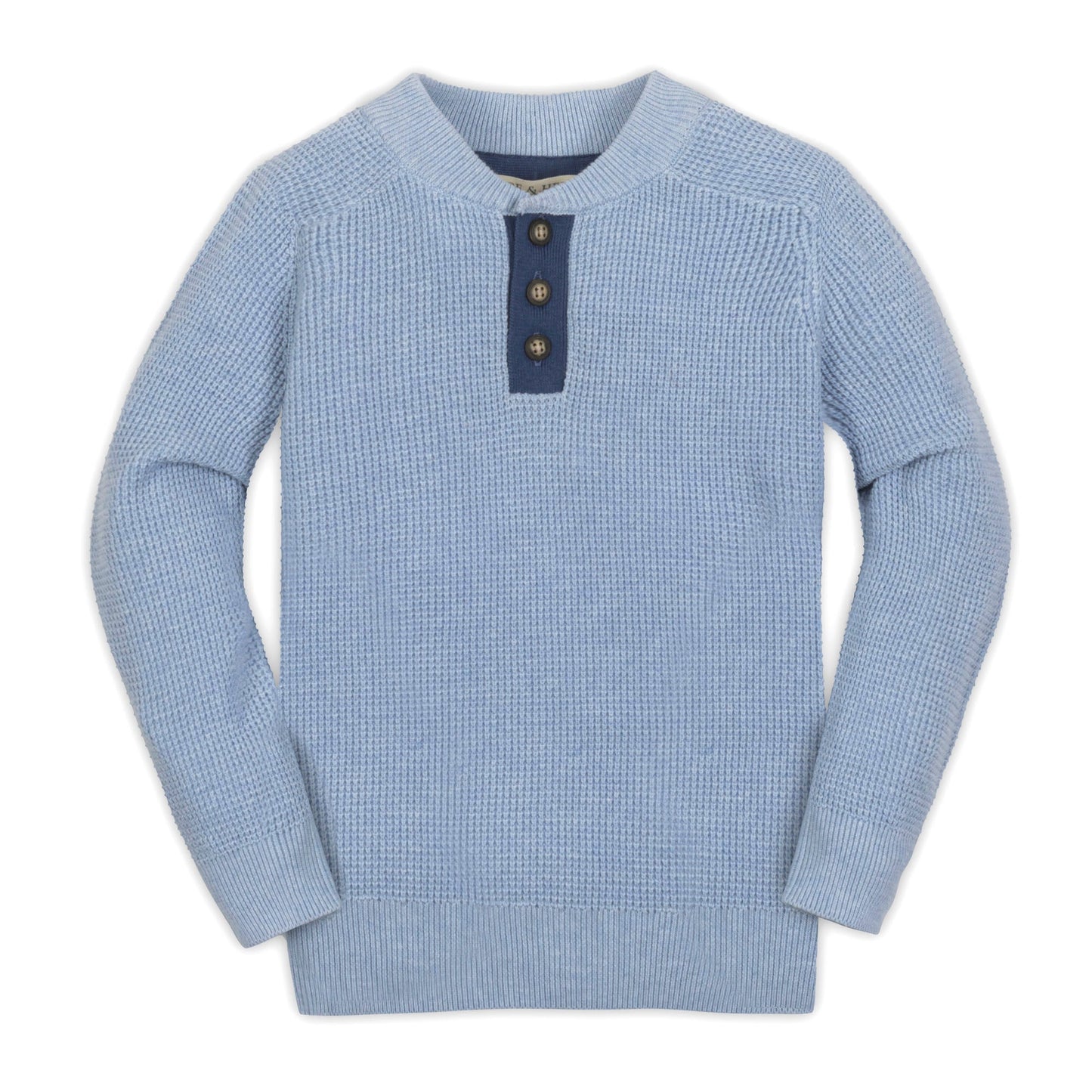 Organic Sweater Henley with Elbow Patches