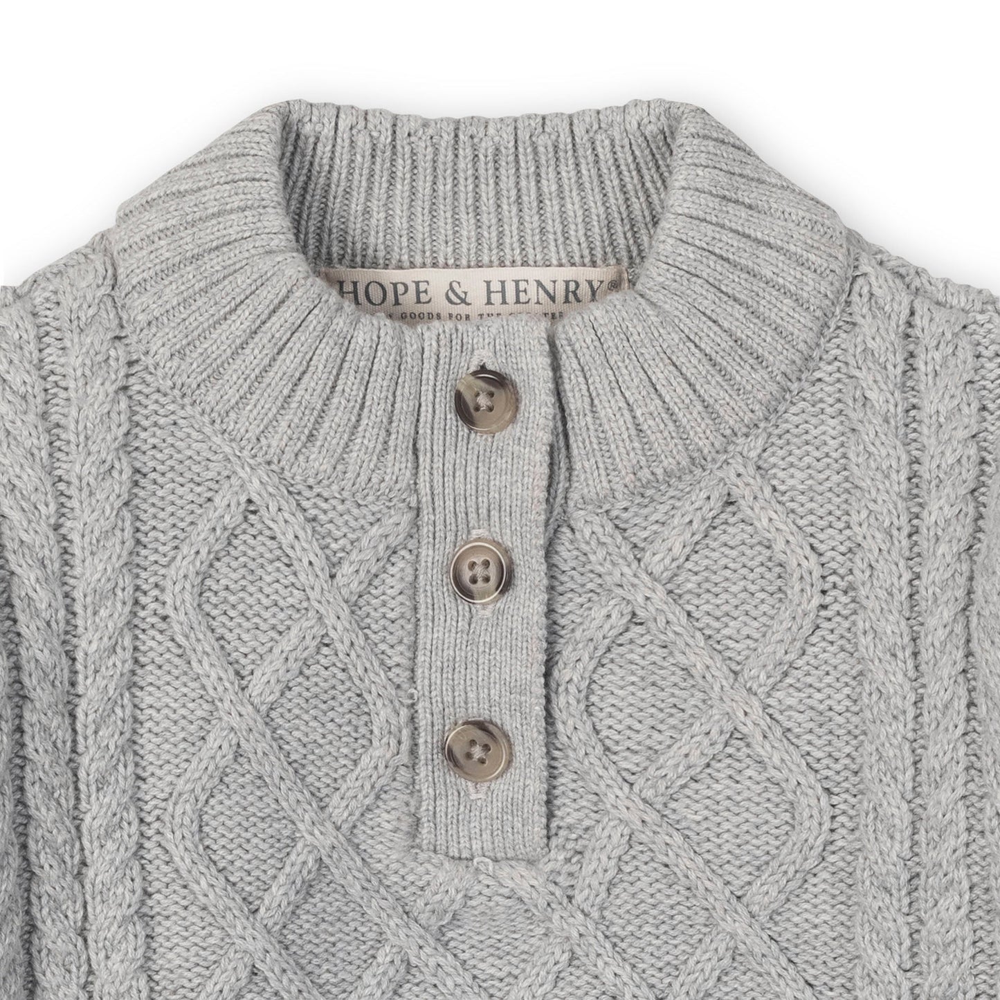 Organic Mock Neck Button Placket Sweater Dress