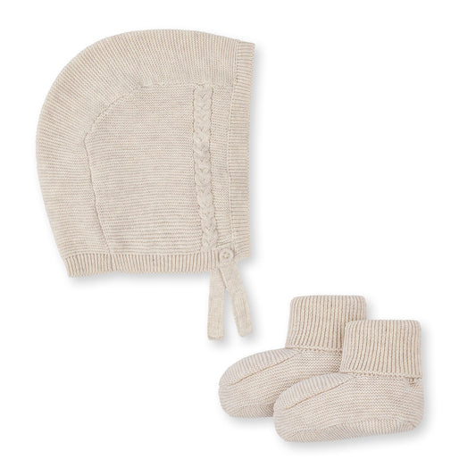 Organic Sweater Bonnet and Bootie Set