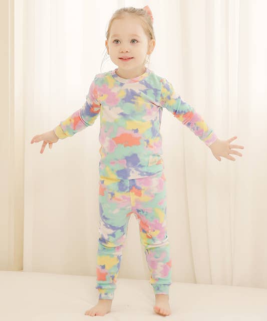 Tie Dyeing Rainbow Mint Long Sleeve PJs