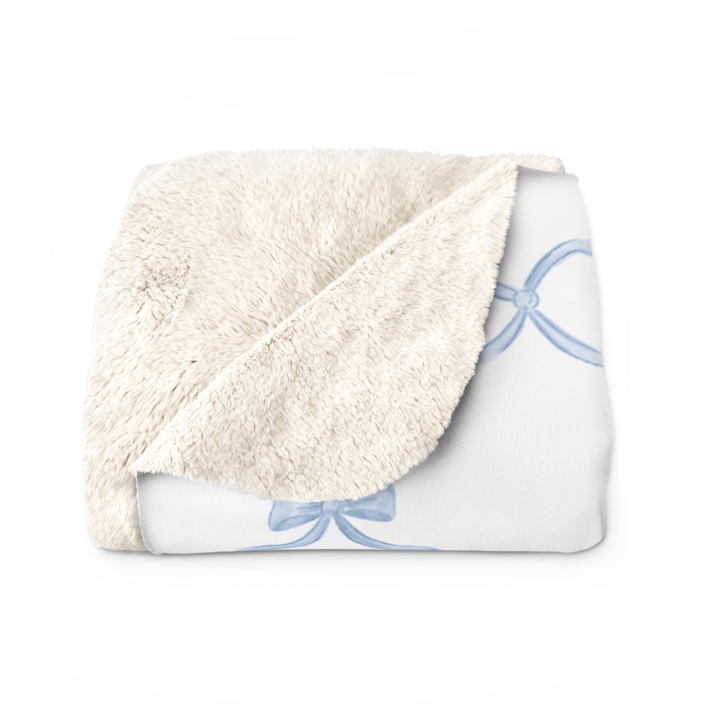 Three Bees Trellis Bow Cozy Sherpa Fleece Blanket - Blue