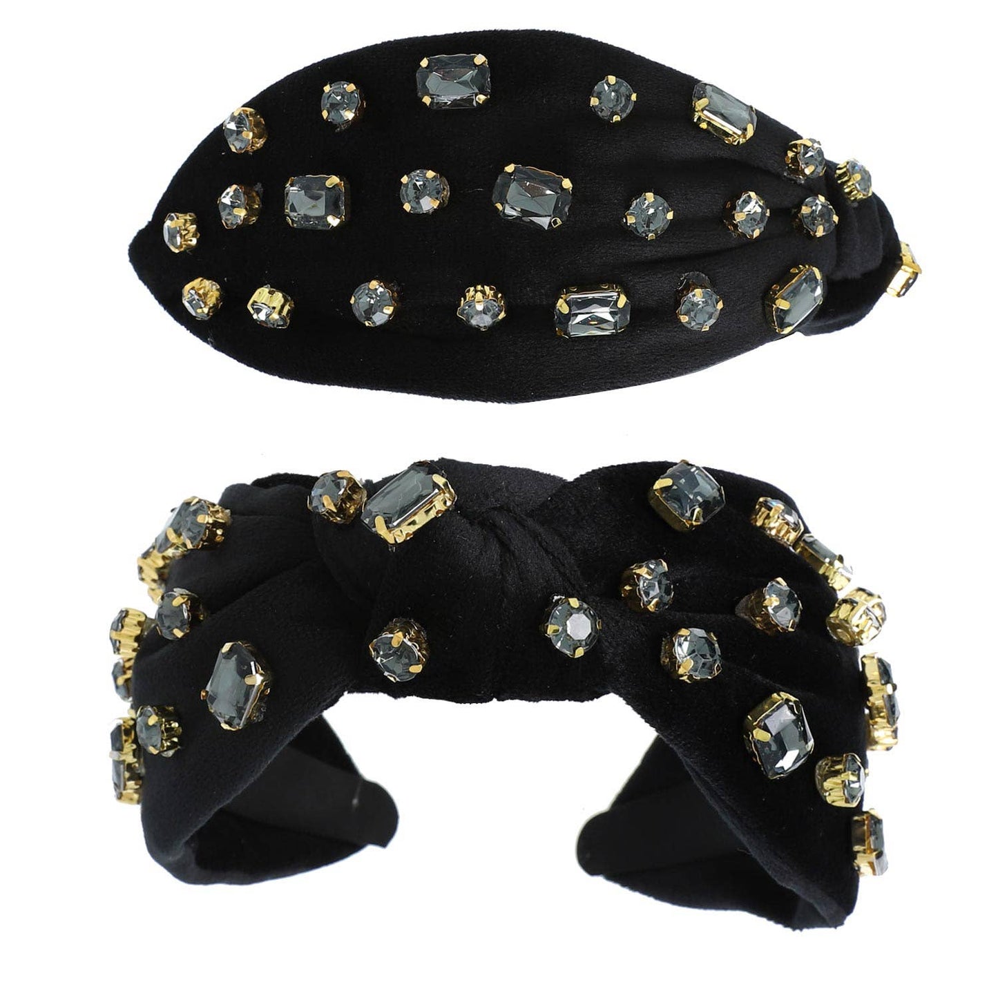 Rhinestone Jeweled Velvet Knotted Headband