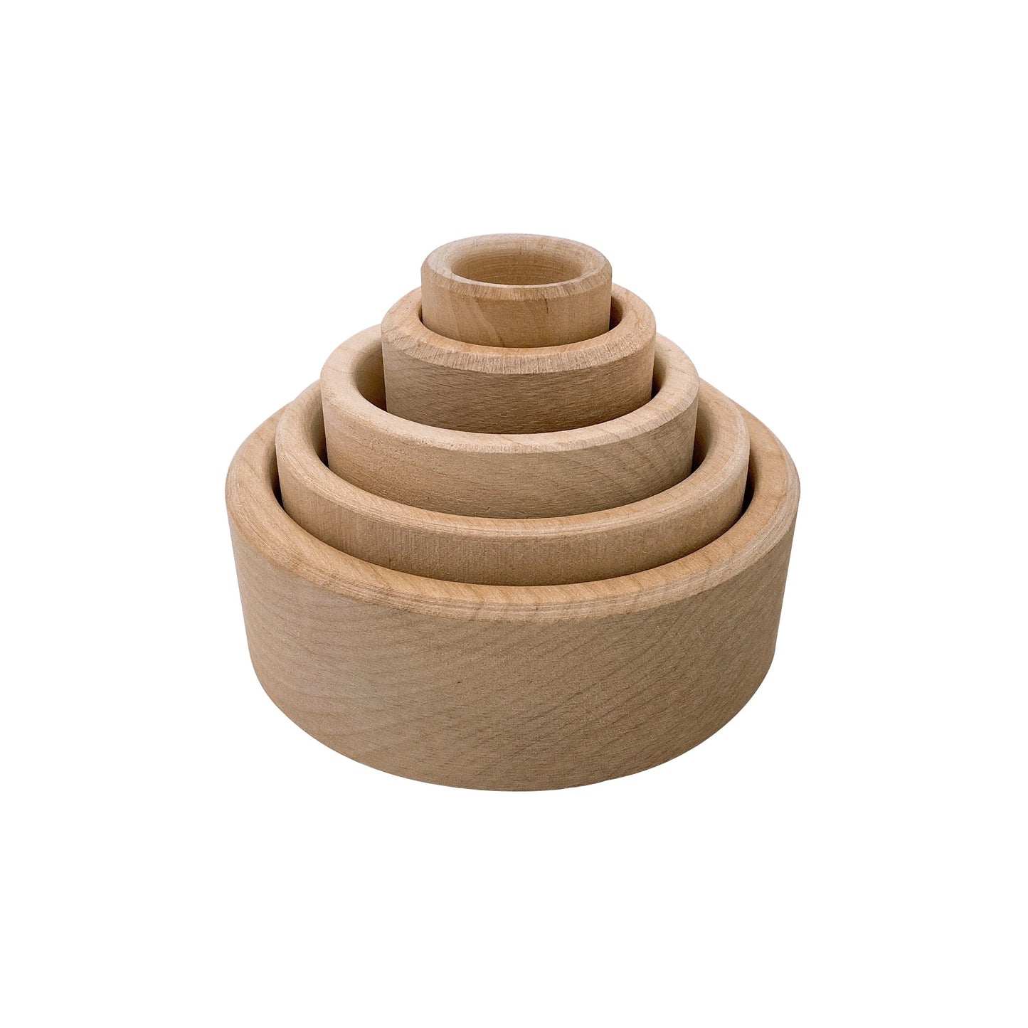 5 Pcs Natural Wooden Stacking & Nesting Cup Bowl Set
