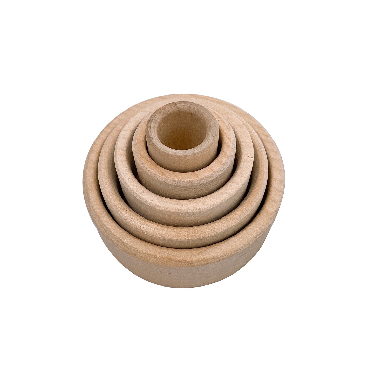 5 Pcs Natural Wooden Stacking & Nesting Cup Bowl Set