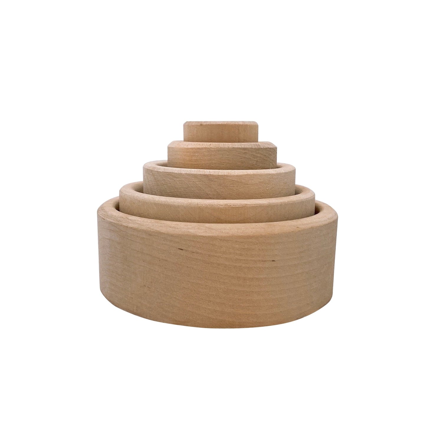 5 Pcs Natural Wooden Stacking & Nesting Cup Bowl Set
