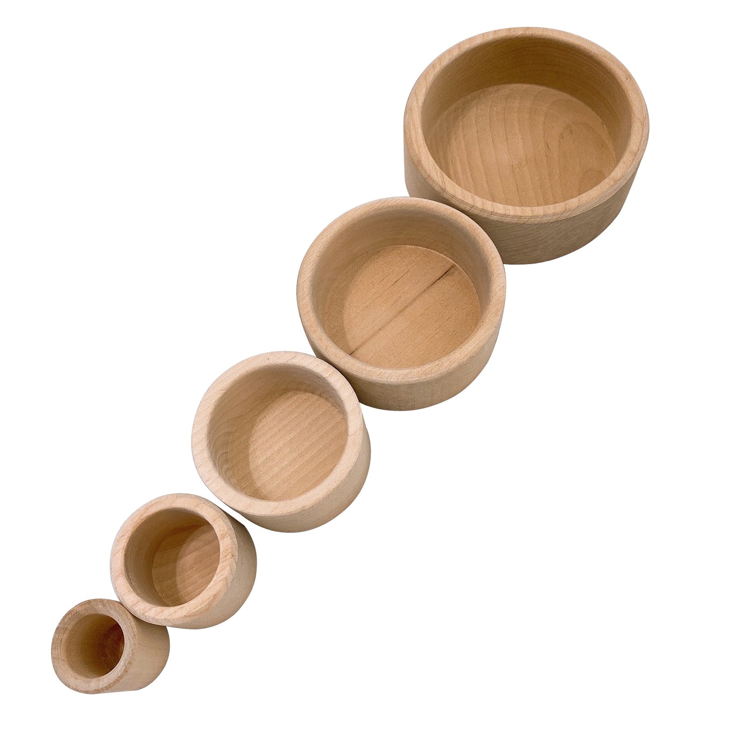 5 Pcs Natural Wooden Stacking & Nesting Cup Bowl Set