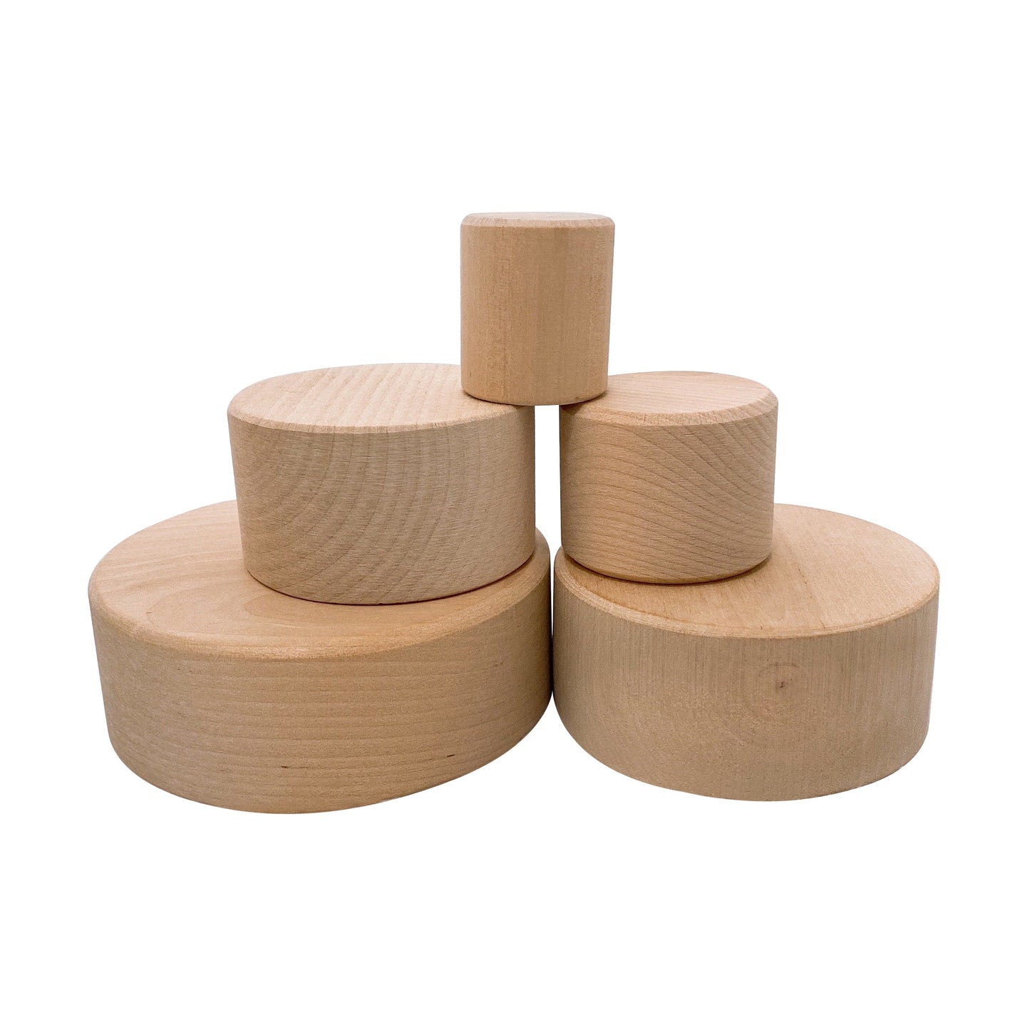 5 Pcs Natural Wooden Stacking & Nesting Cup Bowl Set