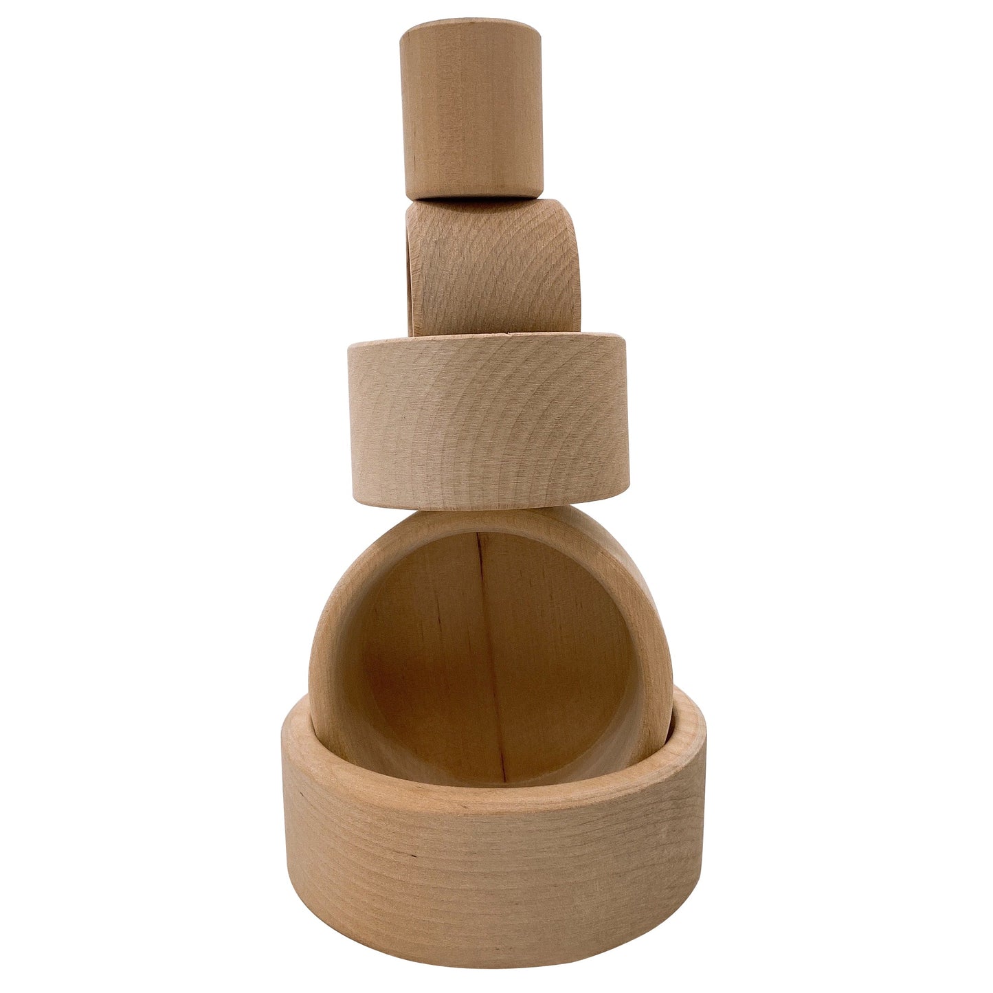5 Pcs Natural Wooden Stacking & Nesting Cup Bowl Set