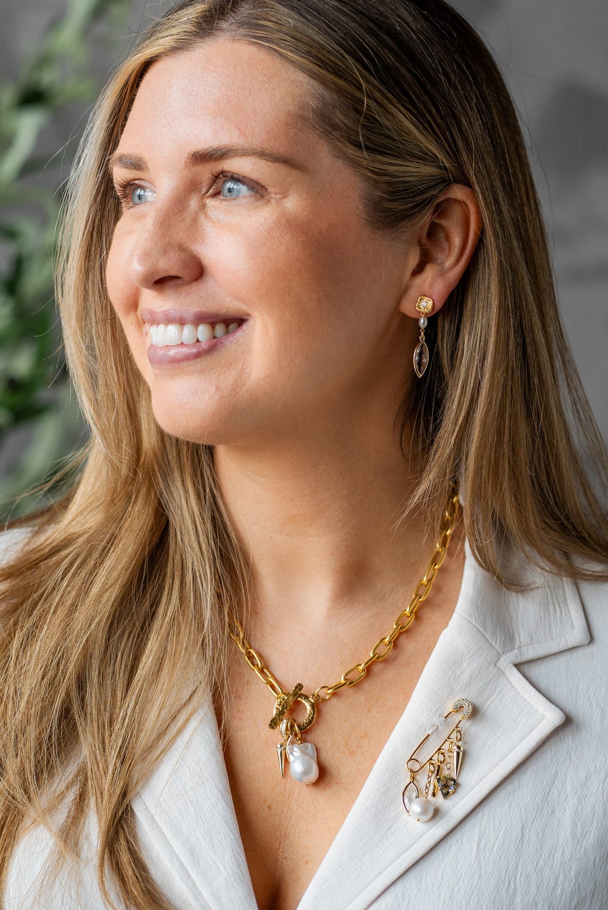 Marquise & Pearl Toggle Necklace