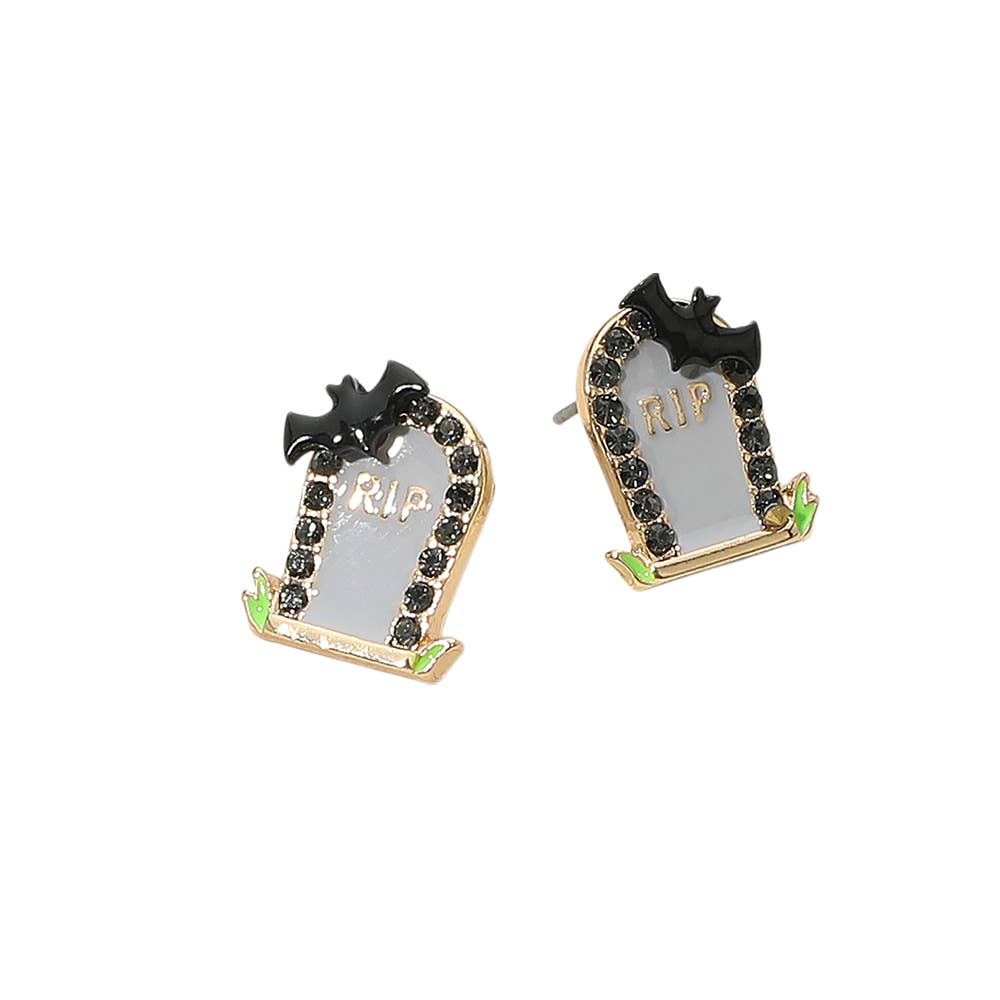 Halloween RIP Tombstone Stud Earrings