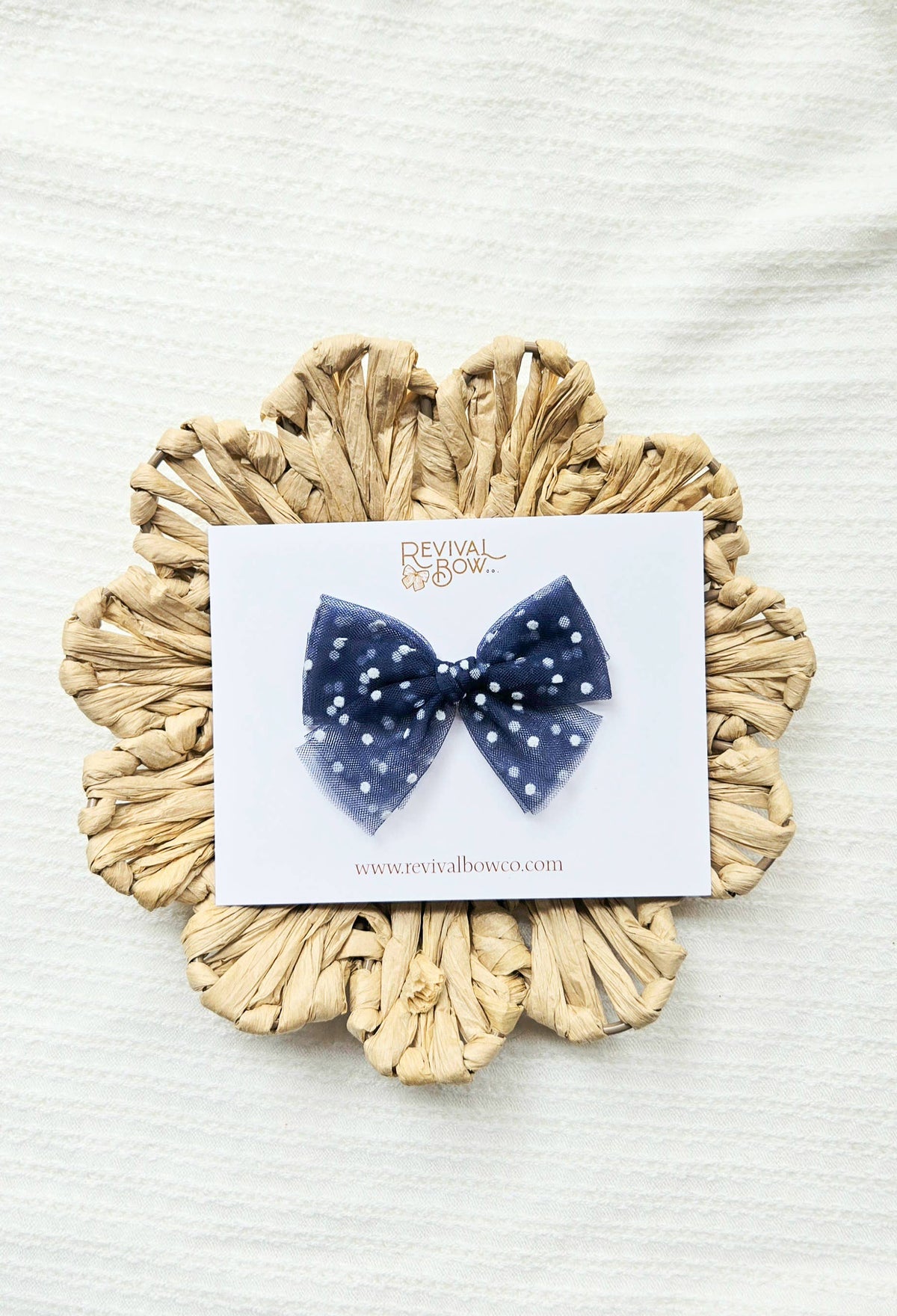 Tulle Bow • Navy Dots