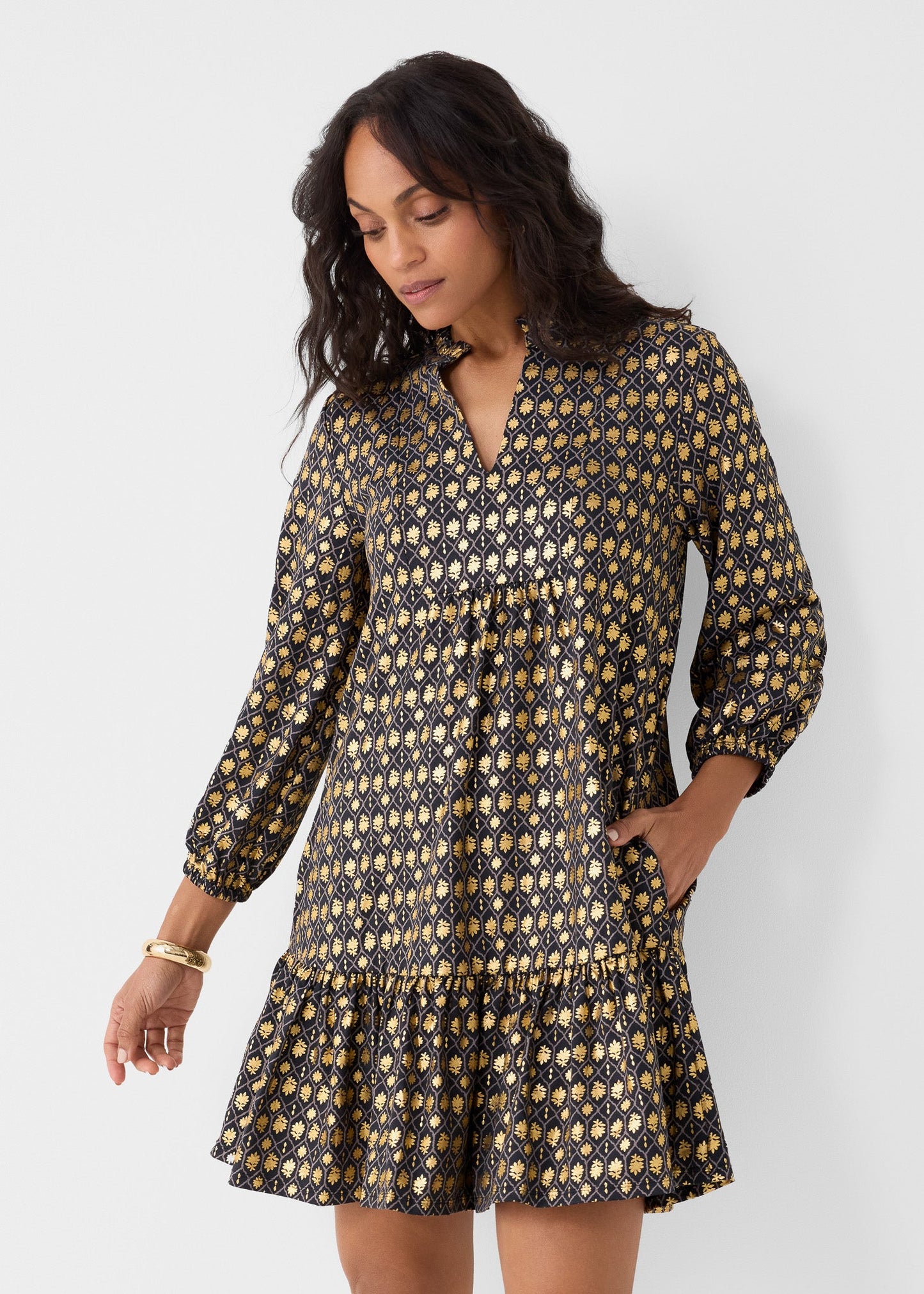 Black Metallic Relaxed Dress