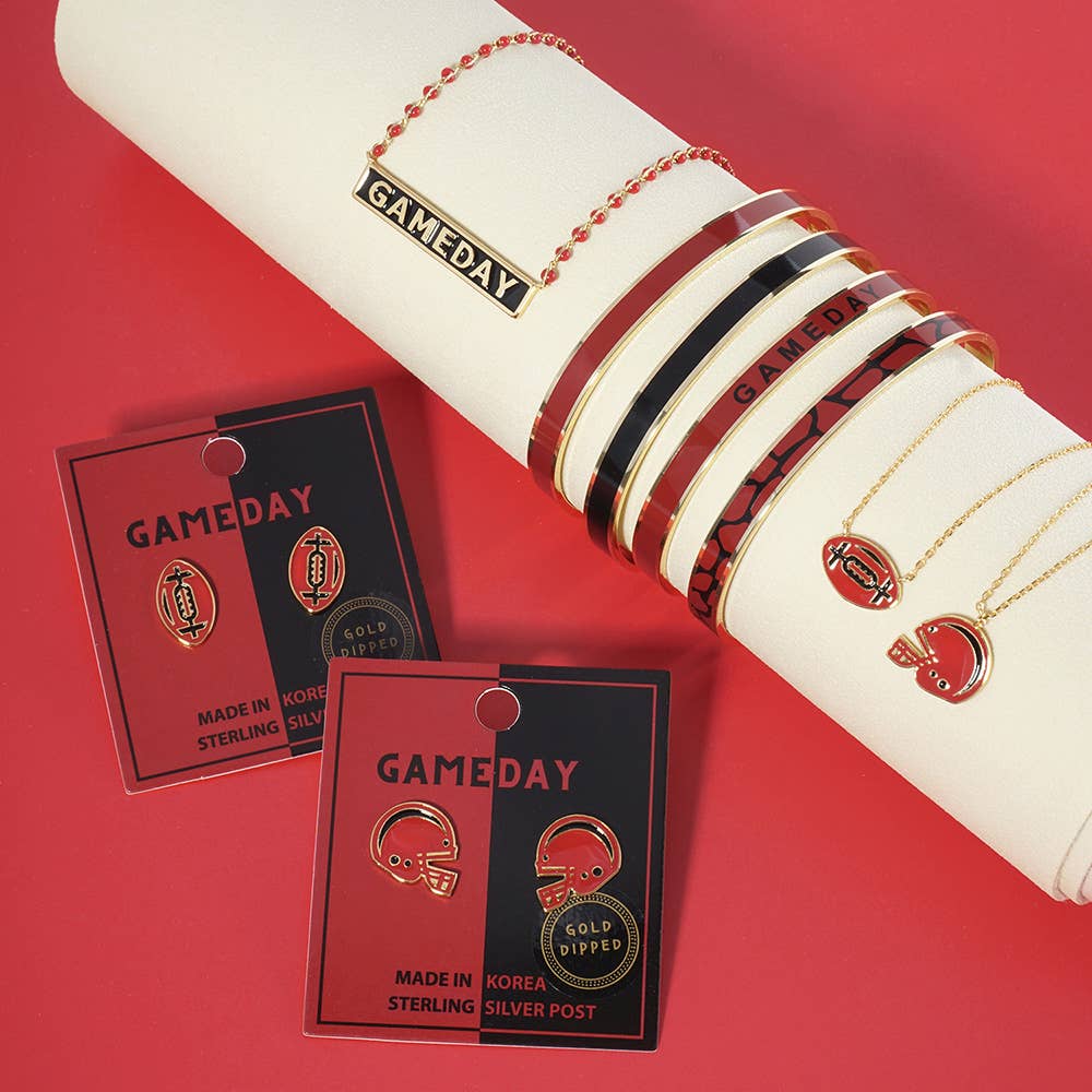 Gold Dipped Gameday Enamel Football Pendant Necklace