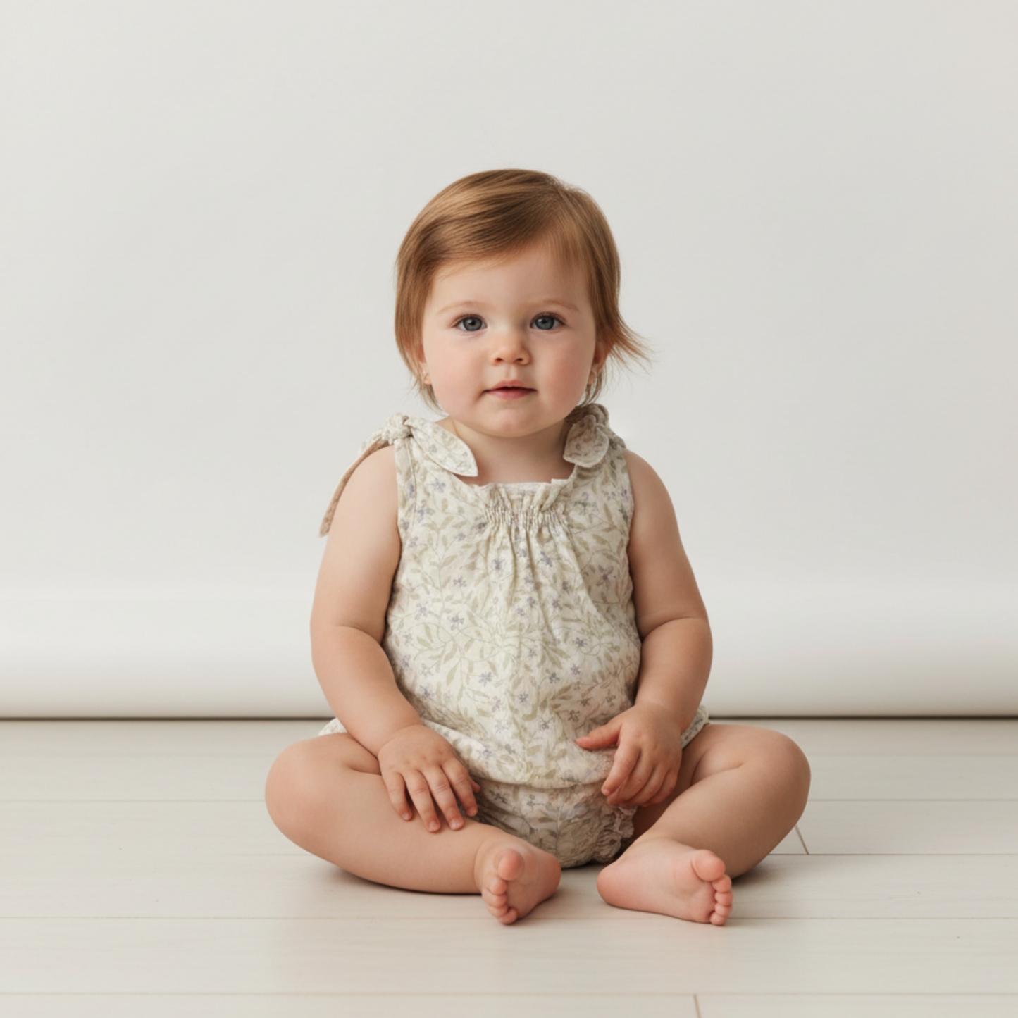 Organic Tie Shoulder Bubble Romper - Bluebelle