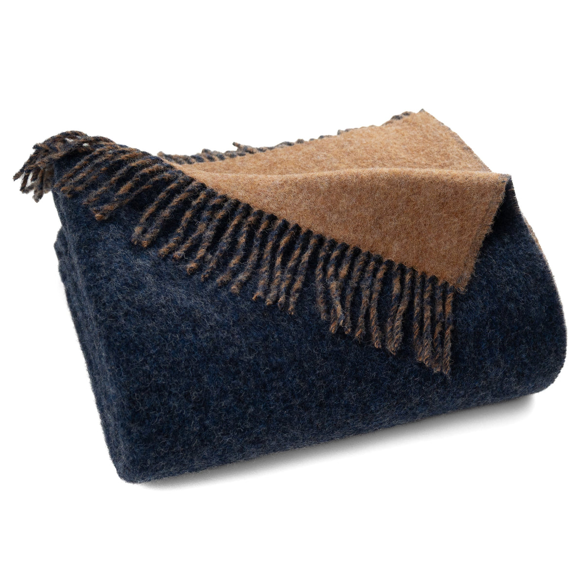 Highland Tweeds Reversible Double Cloth Throw - Charcoal/Camel
