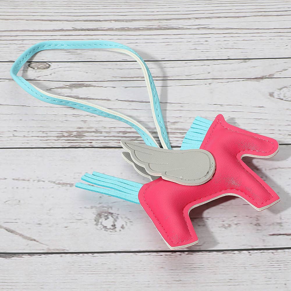 Faux Leather Winged Horse Bag Charm