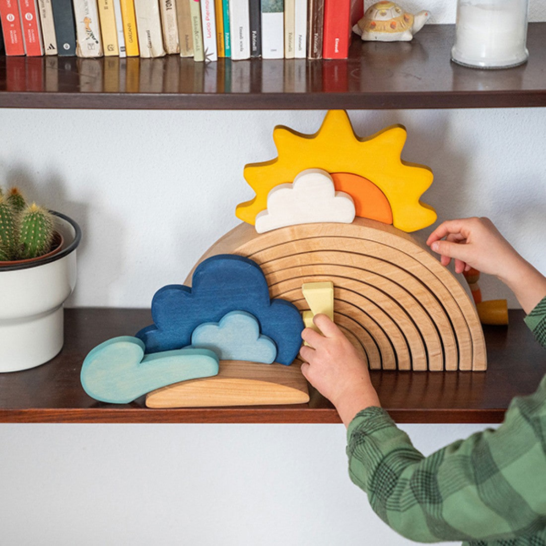 13-Piece Wooden Weather Building Blocks Set (Stained)
