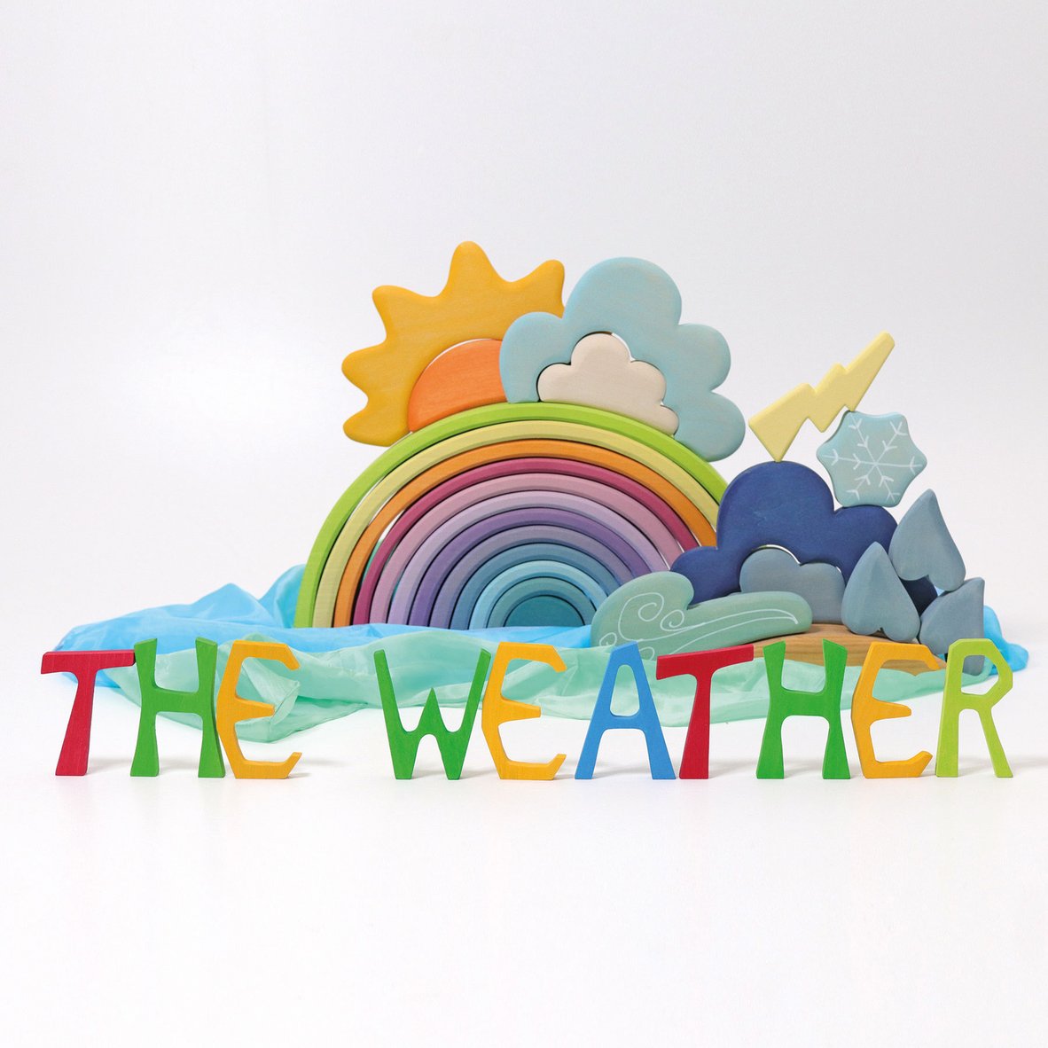 13-Piece Wooden Weather Building Blocks Set (Stained)