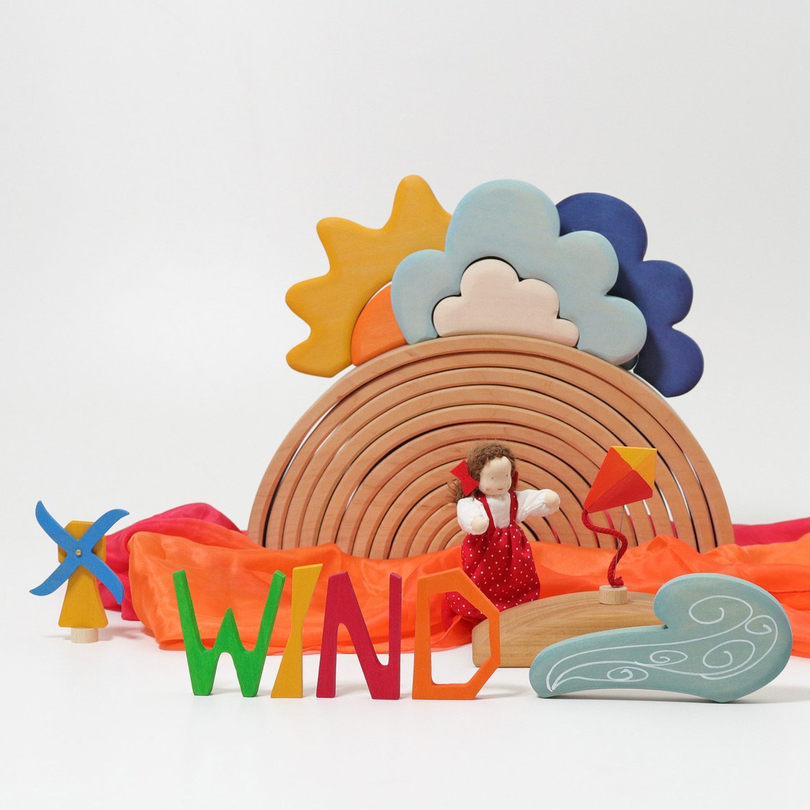 13-Piece Wooden Weather Building Blocks Set (Stained)