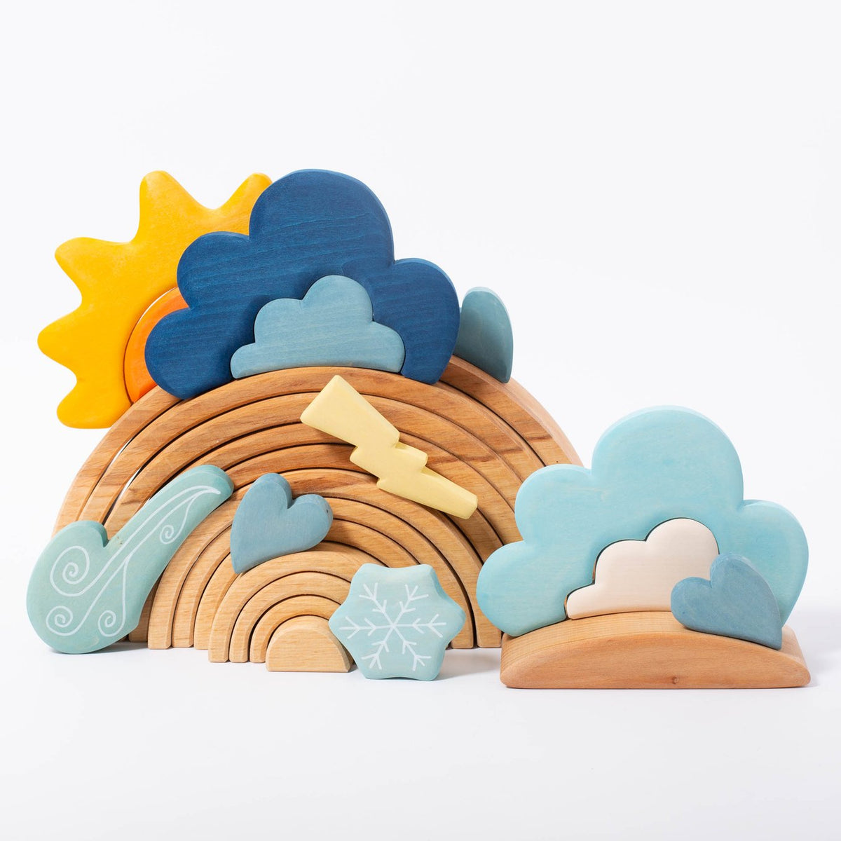 13-Piece Wooden Weather Building Blocks Set (Stained)