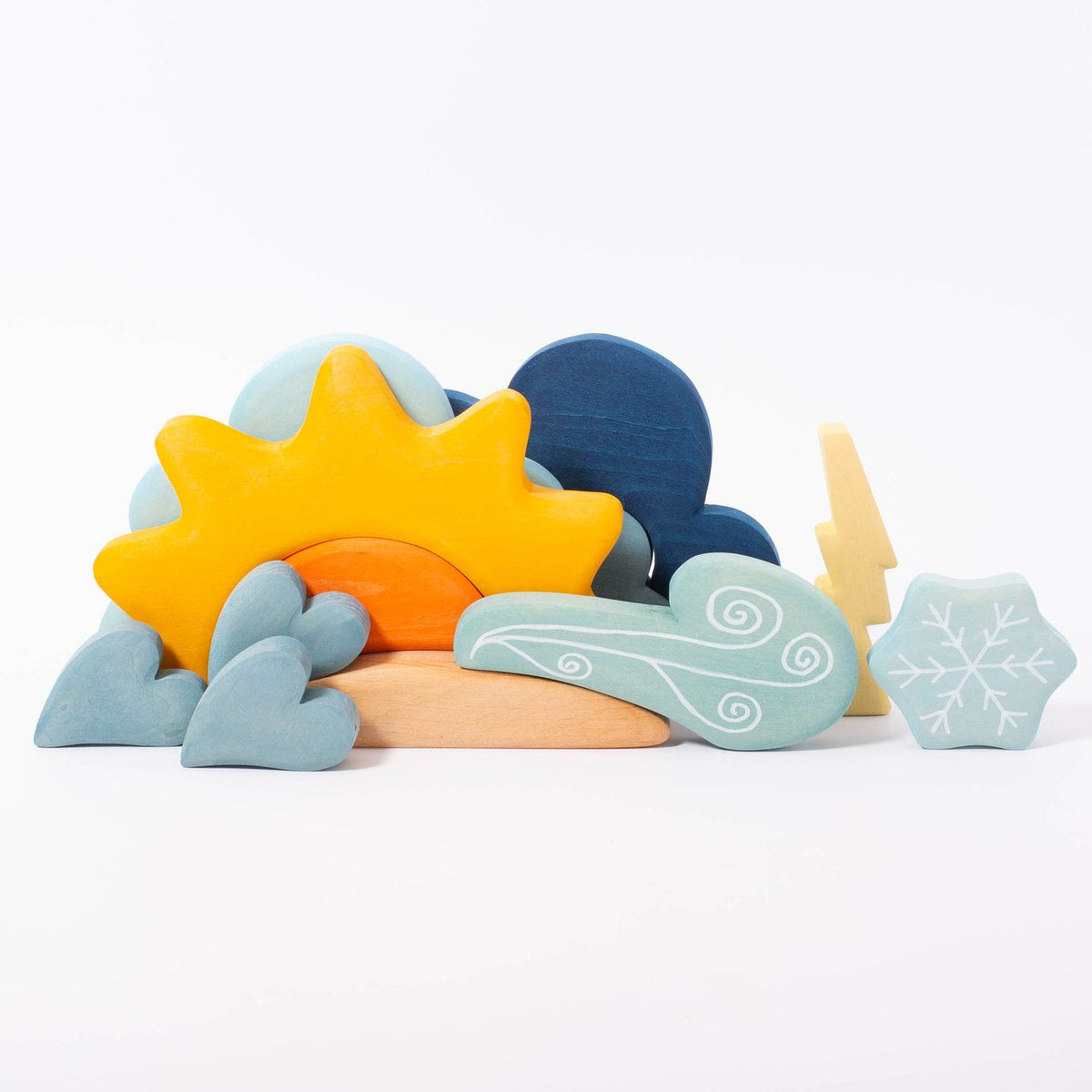 13-Piece Wooden Weather Building Blocks Set (Stained)