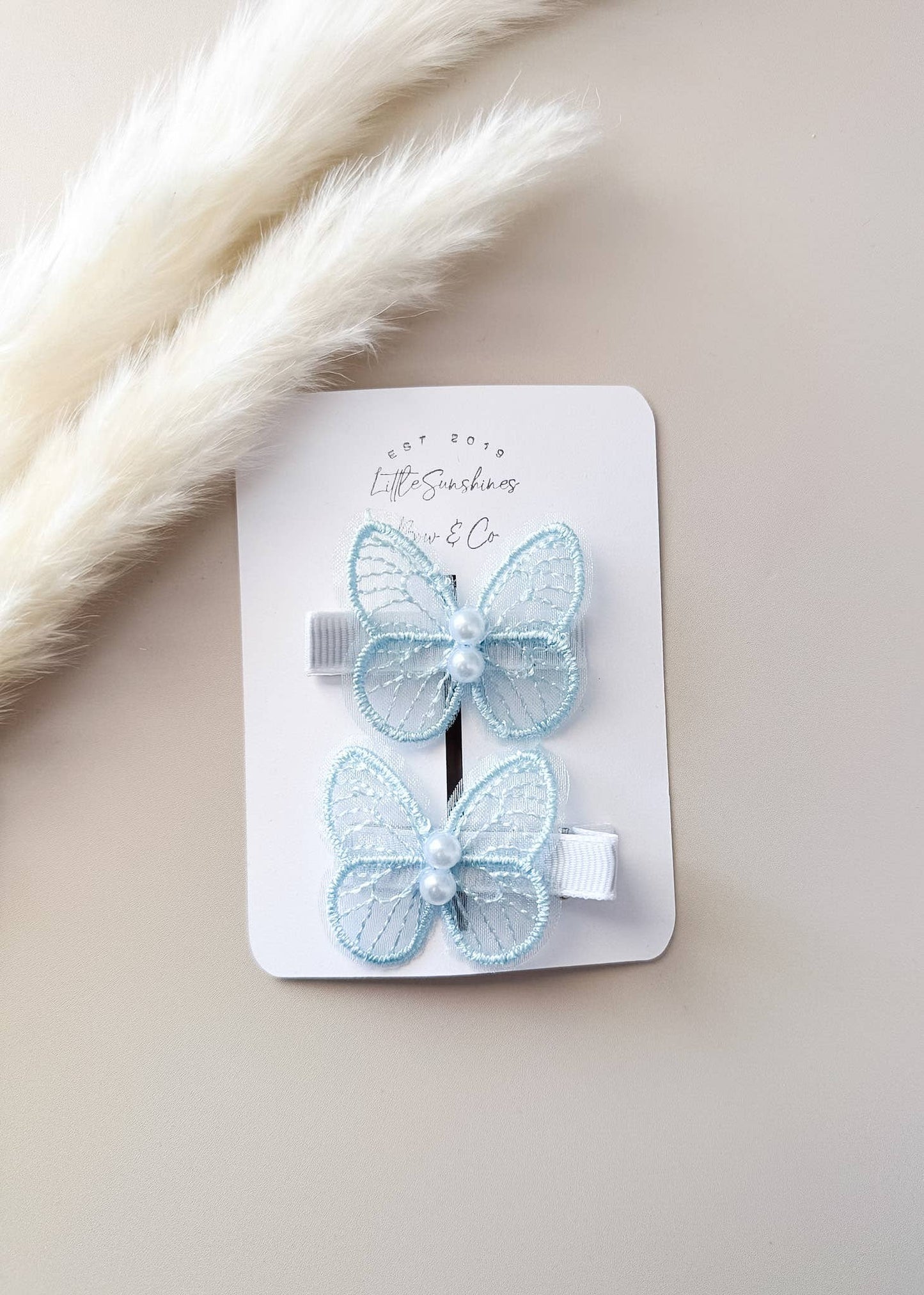 Lace & Pearl Butterfly Hair Clips- Set of 2