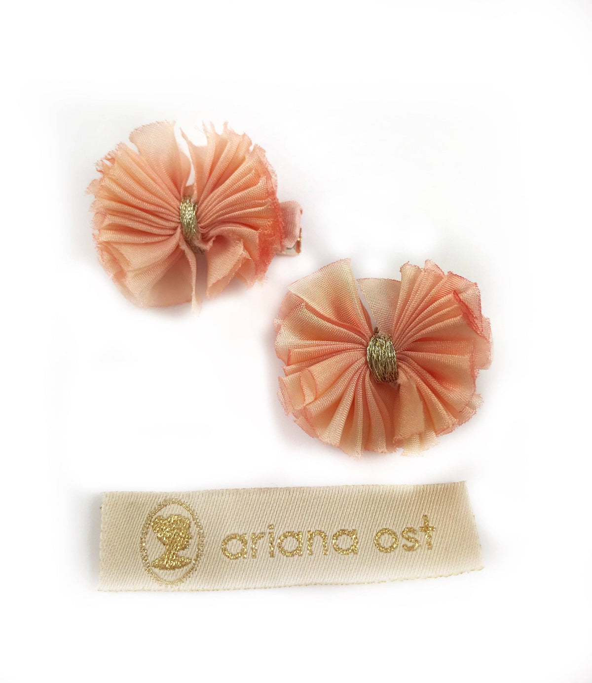 Floral Silk Bow Hair Clips – Dip-Dyed Set of 2