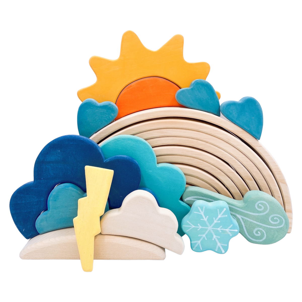 13-Piece Wooden Weather Building Blocks Set (Stained)