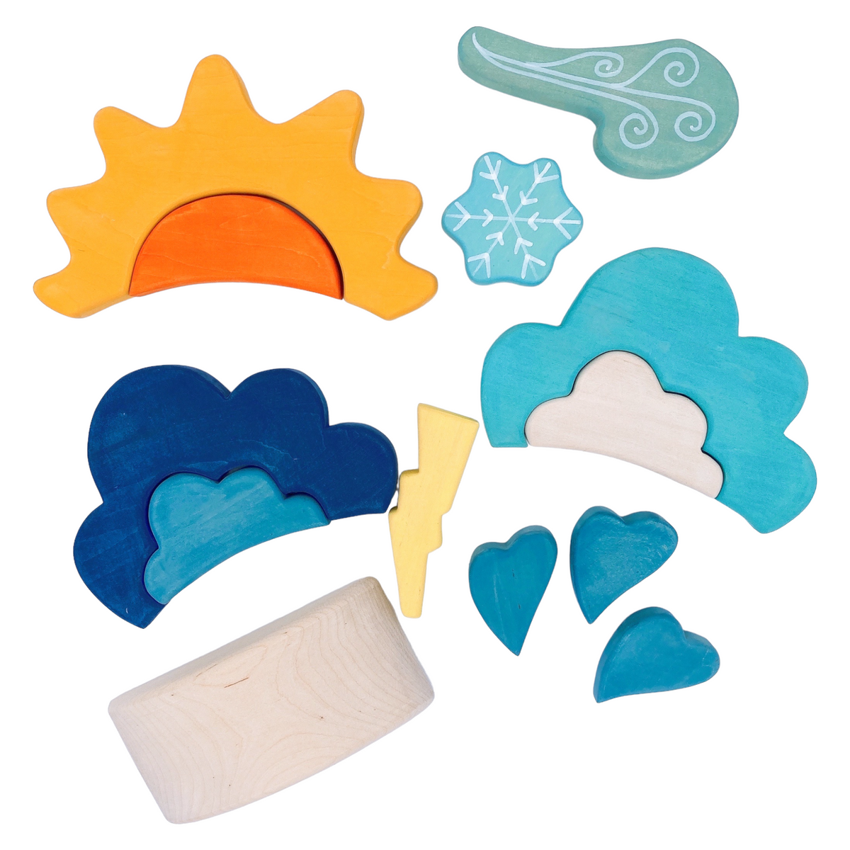 13-Piece Wooden Weather Building Blocks Set (Stained)