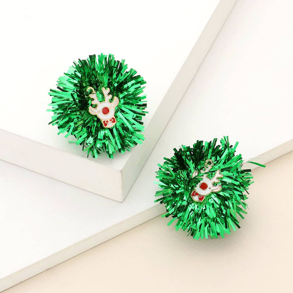 Enamel Rudolph Tinsel Earrings
