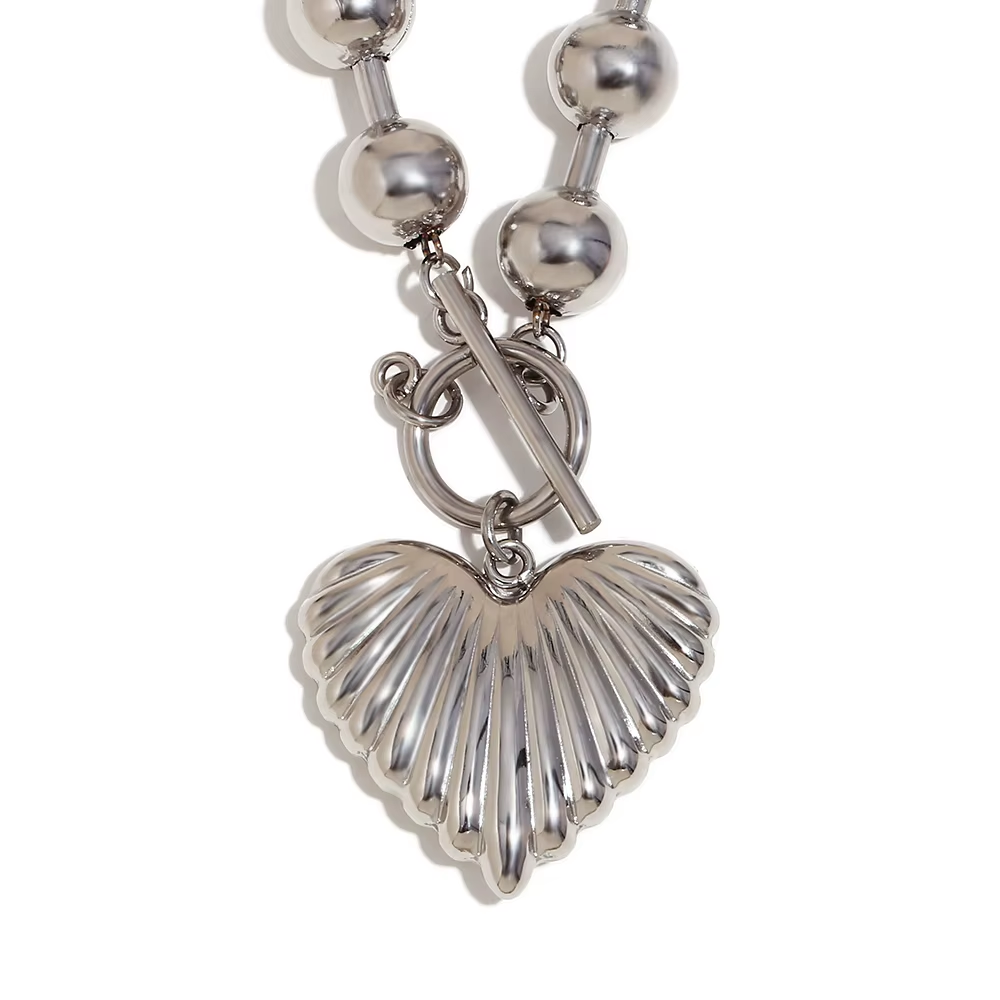 Beaded Heart Statement Necklace