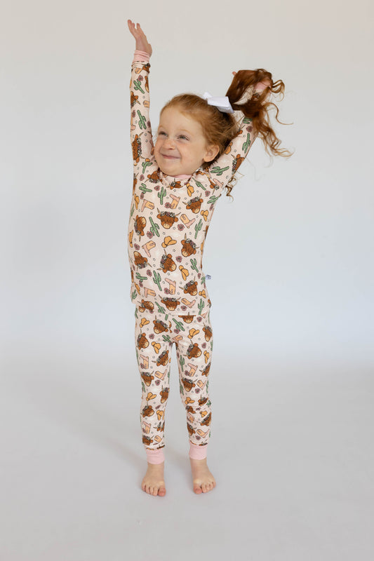 Pink Highland Cow 2 piece PJ's