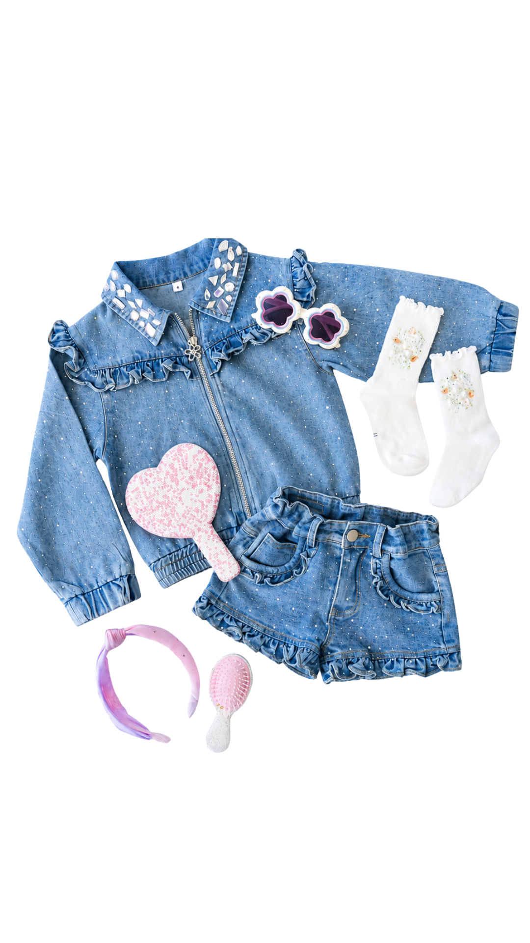 Denim Embellished Shorts