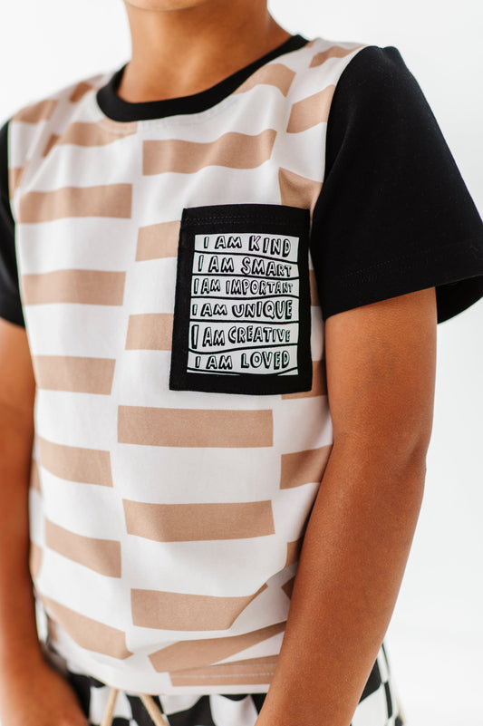 Chunky Tan Check Affirmation Pocket Tee