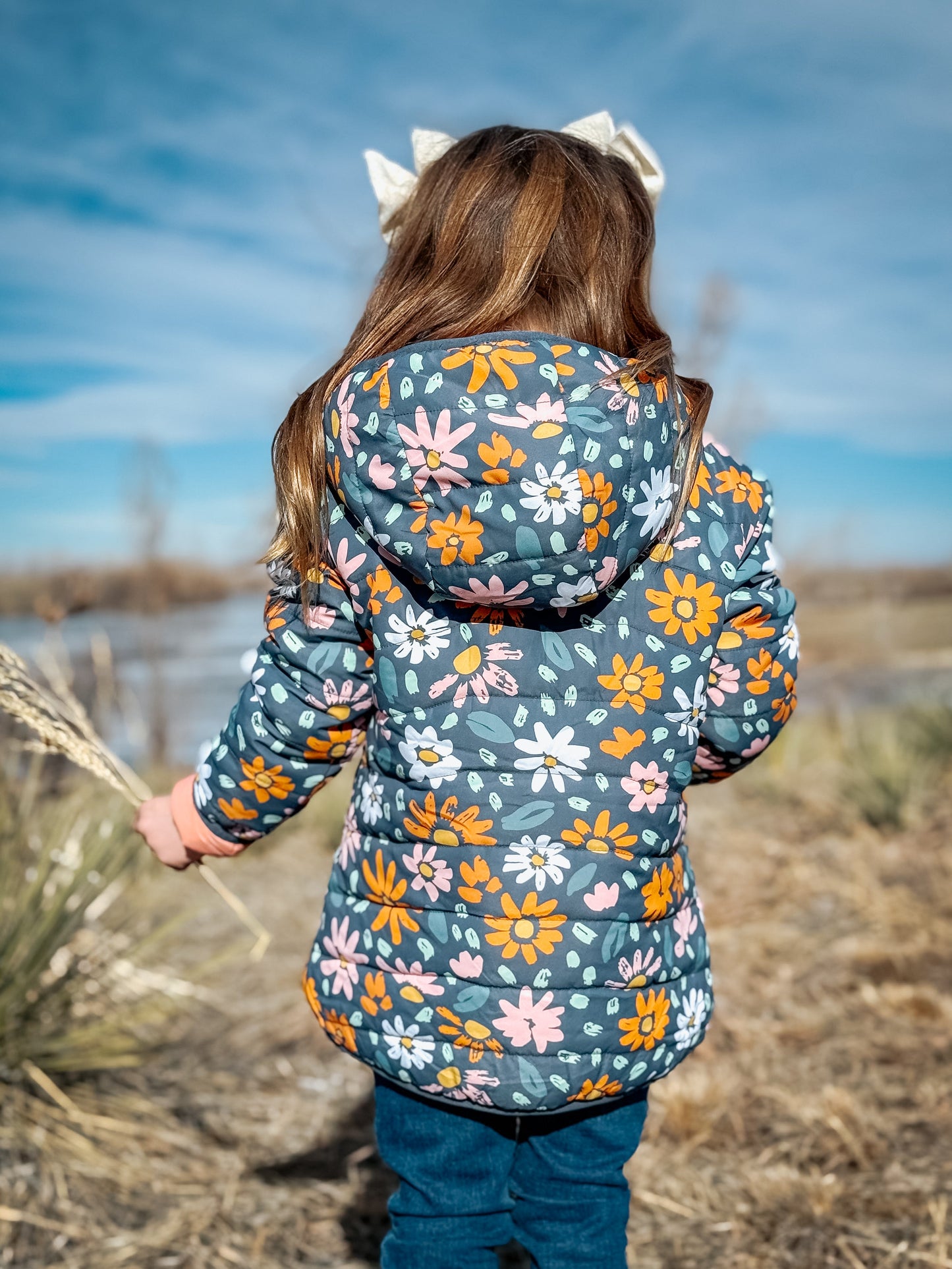 flowers lightweight puffy jacket