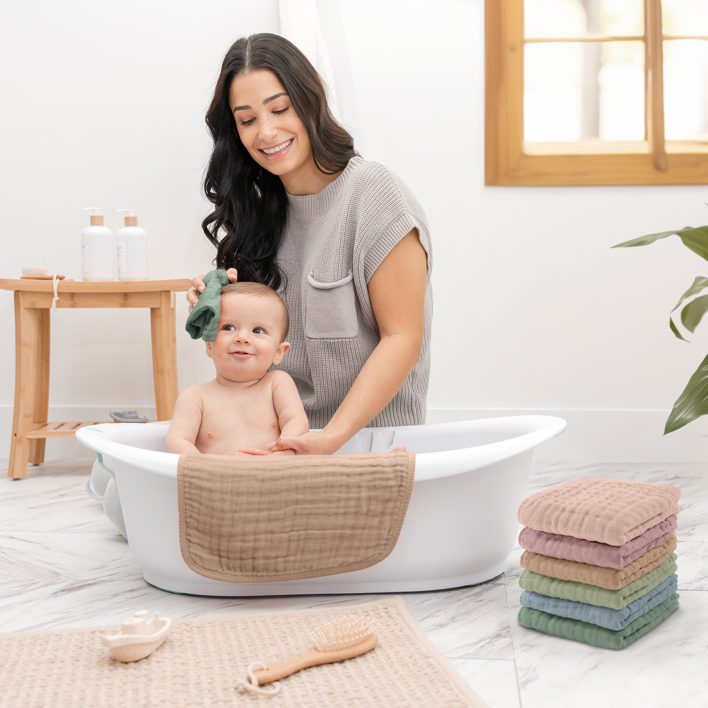 Muslin Washcloths in Multicolor