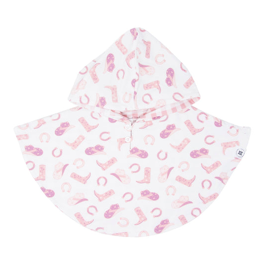 Hooded Poncho - Cowgirl Boots/Pink Gingham