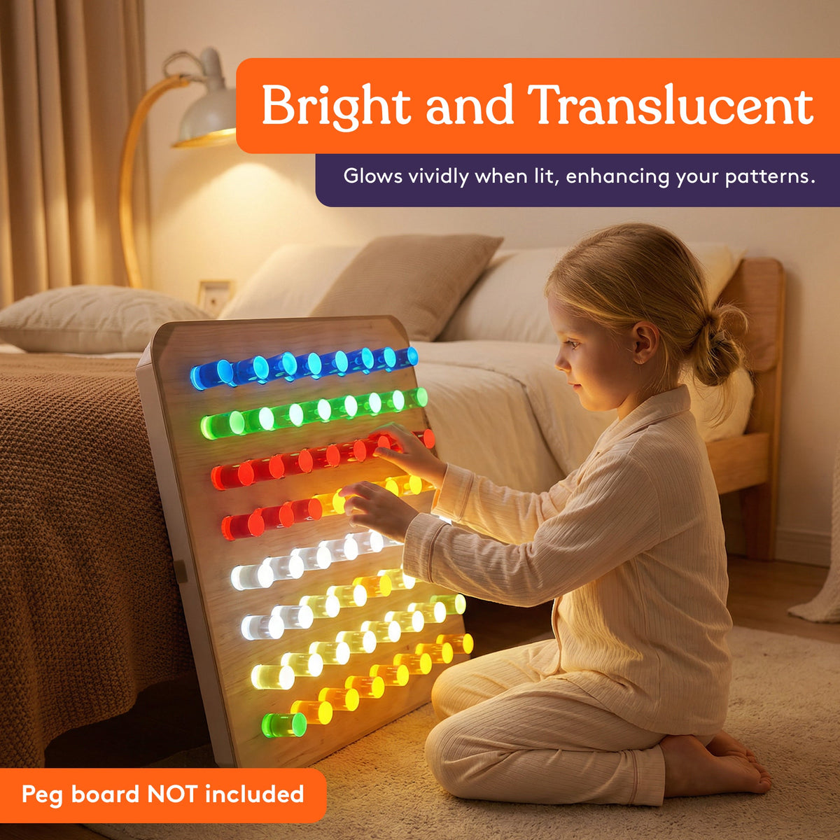 Special Supplies Set of LED Light Peg Board Replacement Pieces for Kids LED Peg Wall, Colorful Illuminated Pegs for Creative Play and STEM Learning- 1” x 4”